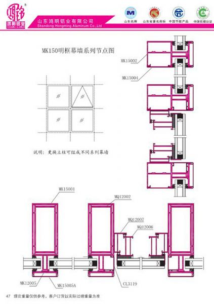 MK150明框幕墻系列節(jié)點(diǎn)圖