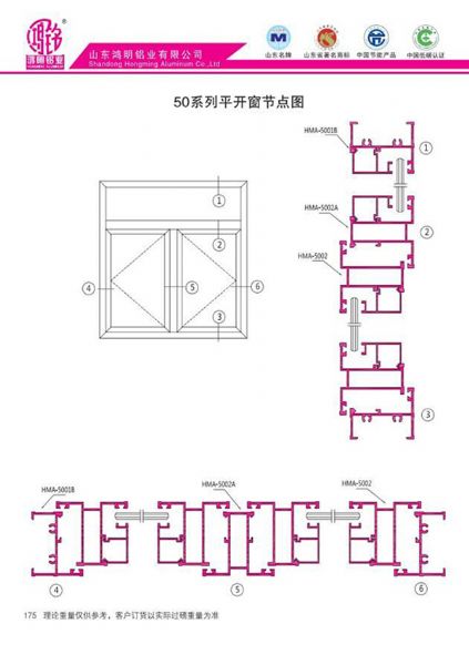50系列平開窗節(jié)點圖