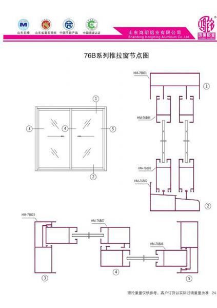 76B系列推拉窗節(jié)點圖