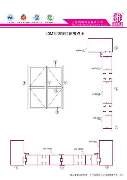 40M系列推拉窗節(jié)點圖